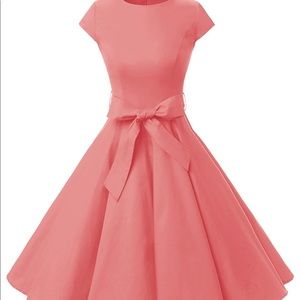 Coral Cap Sleeve Dress